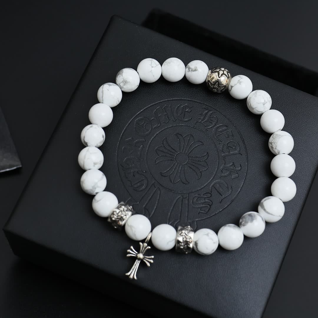 Chrome Hearts Beaded Bracelet with Cross Design